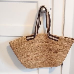 Anthropologie Tan Woven Tote Bag